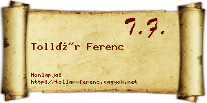 Tollár Ferenc névjegykártya